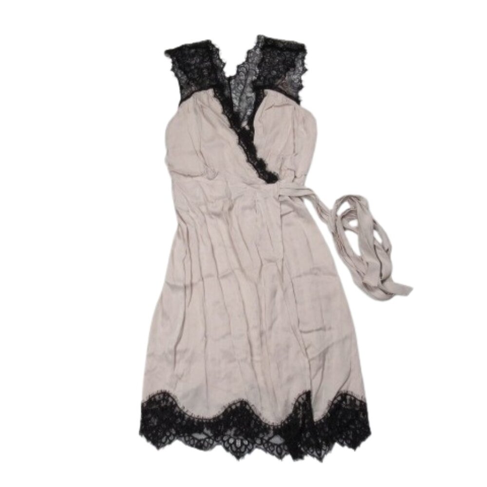 Anthropologie Sleeveless V-Neck Lace Midi Dress Neutral Ivory M